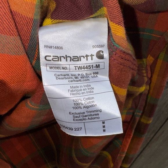 Carhartt Men's Flannel Long-Sleeve Plaid Shirt Size Medium - Picture 7 of 11
